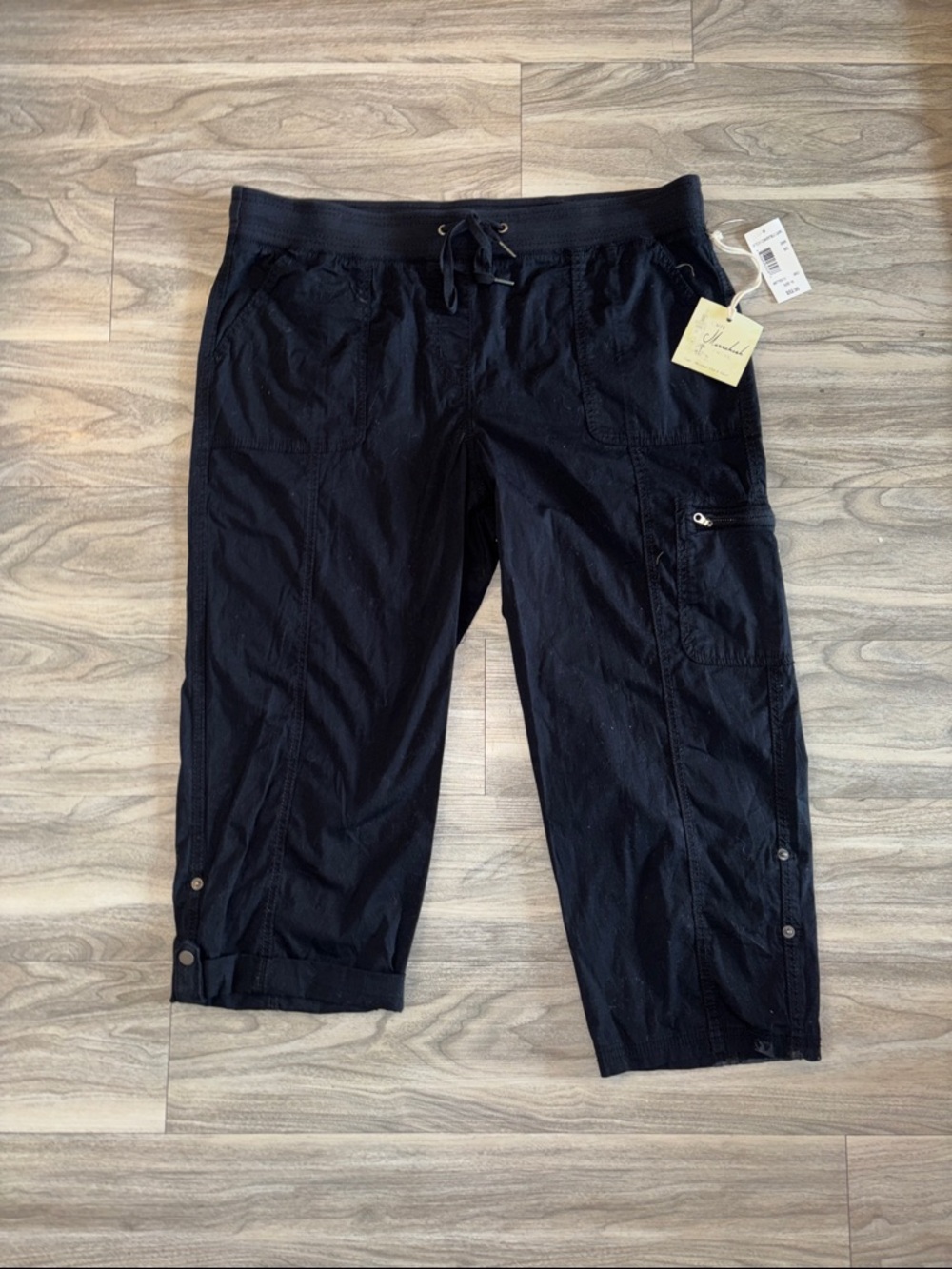 Men's Black Casual Cargo Drawstring Pants